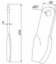 Pièces agricoles - Aménagements paysagers - Lame de gyrobroyeur 90x318 Howard