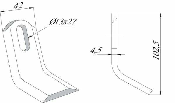 Pièces agricoles - Aménagements paysagers - Lame D 42x103 mm grande Mott