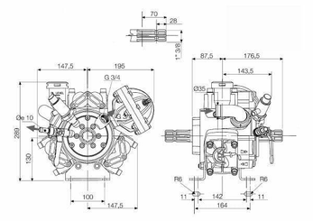 Pièces agricoles - Pièce Pulvérisateur - Pompe à piston haute pression à membrane APS 61 MM