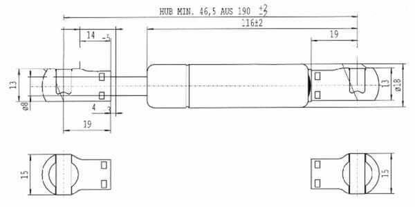 Pièces agricoles - Pièce divers - Vérin à gaz L190-200N Stabilus