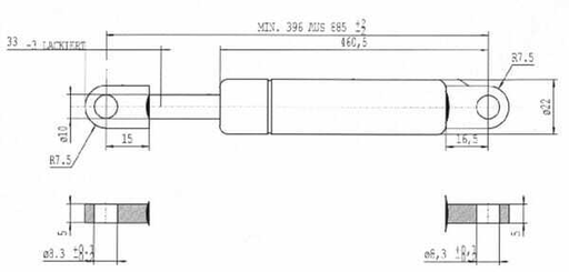 Pièces agricoles - Pièce divers - Vérin à gaz L885-600N Stabilus