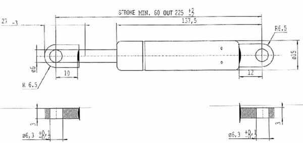 Pièces agricoles - Pièce divers - Vérin à gaz L225-180N Stabilus