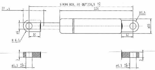 Pièces agricoles - Pièce divers - Vérin à gaz L225-250N Stabilus