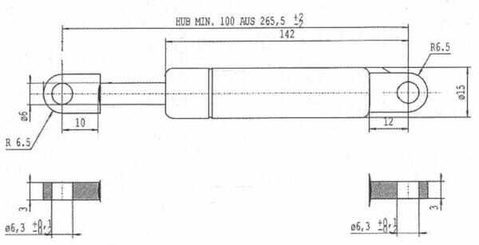 Pièces agricoles - Pièce divers - Vérin à gaz L265-200N Stabilus