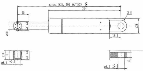 Pièces agricoles - Pièce divers - Vérin à gaz L500-450N Stabilus