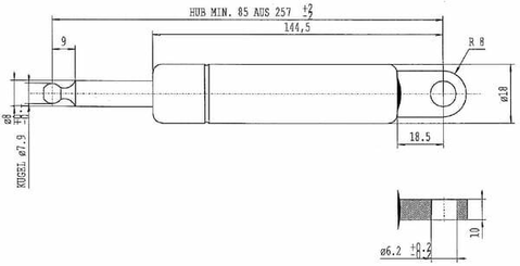 Pièces agricoles - Pièce divers - Vérin à gaz L257-280N Stabilus