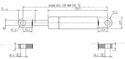 Pièces agricoles - Pièce divers - Vérin à gaz L500-300N Stabilus