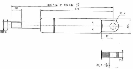 Pièces agricoles - Pièce divers - Vérin à gaz L242-100N Stabilus