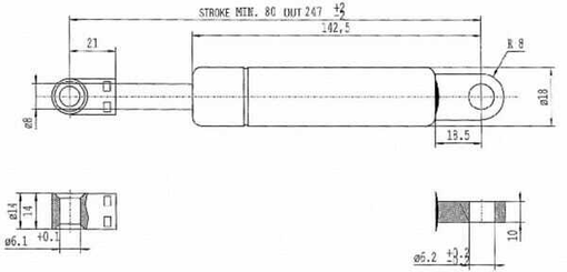 Pièces agricoles - Pièce divers - Vérin à gaz L245-250N Stabilus