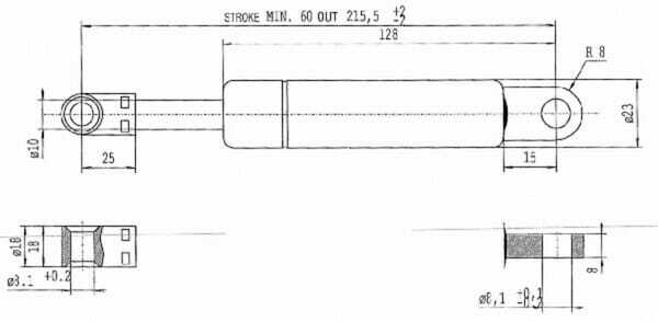 Pièces agricoles - Pièce divers - Vérin à gaz L215-1100N Stabilus
