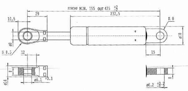 Pièces agricoles - Pièce divers - Vérin à gaz L425-400N Stabilus