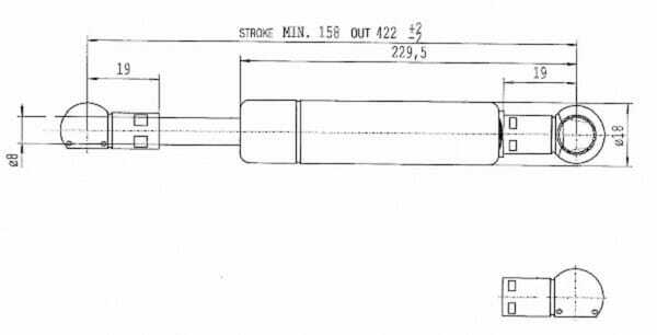 Pièces agricoles - Pièce divers - Vérin à gaz L420-150N Stabilus