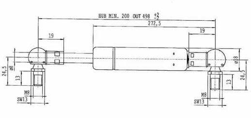 Pièces agricoles - Pièce divers - Vérin à gaz L498-210N Stabilus