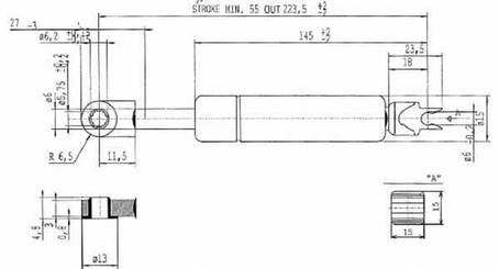 Pièces agricoles - Pièce divers - Vérin à gaz L223,5-120N Stabilus