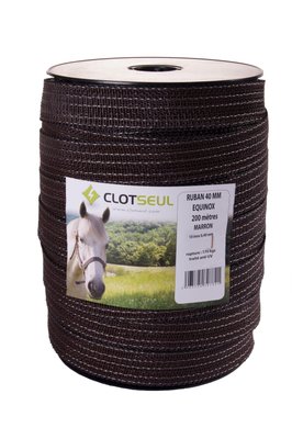 Pièces agricoles - Cloture,Jardin & Sylviculture - RUBAN EQUINOX  40 mm 200 M MARRON- 10 INOX 0.40
