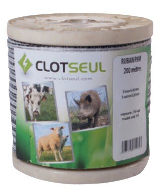 Pièces agricoles - Cloture,Jardin & Sylviculture - RUBAN  R9M 9mm 3 INOX 0.40+ 2 CU 0.20- 200 M