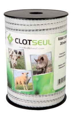 Pièces agricoles - Cloture,Jardin & Sylviculture - RUBAN R 12M  12mm MIXTE 200 m- 3 INOX 0.30 + 3 CU 0.20