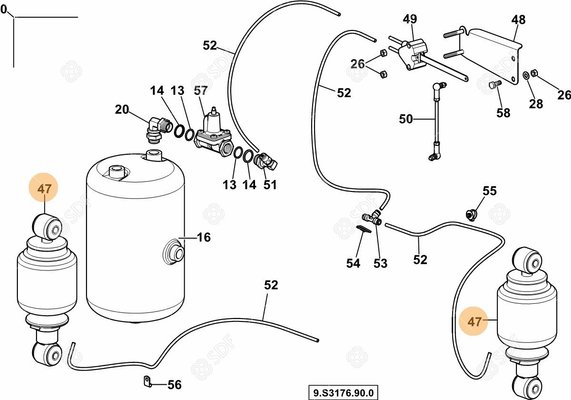 Pièces agricoles - Pièce divers - amortisseur ø 125, 10 bar Deutz-Fahr origine