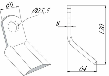 Pièces agricoles - Aménagements paysagers - Fléau 60x120mm utilisable pour Ferri