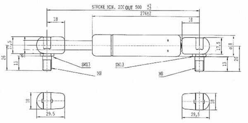 Pièces agricoles - Pièce divers - Vérin à gaz L500-300N Stabilus