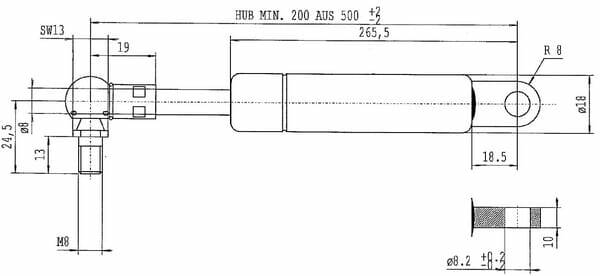 Pièces agricoles - Pièce divers - Vérin à gaz L500-180N