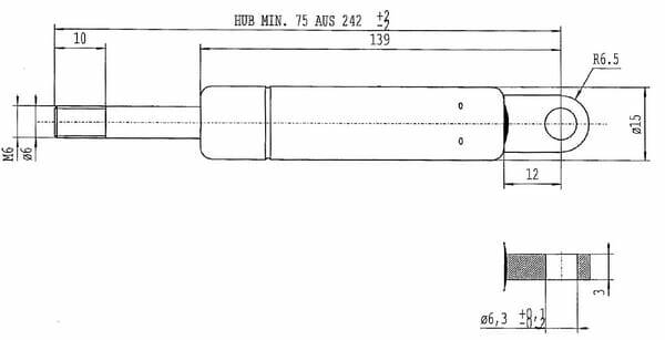 Pièces agricoles - Pièce divers - Vérin à gaz L242-200N Stabilus