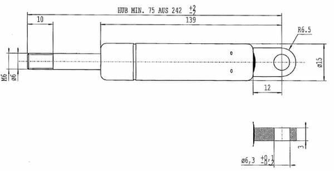 Pièces agricoles - Pièce divers - Vérin à gaz L242-200N Stabilus
