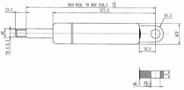 Pièces agricoles - Pièce divers - Vérin à gaz L214-220N Stabilus
