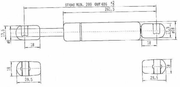 Pièces agricoles - Pièce divers - Vérin à gaz L485-200N Stabilus