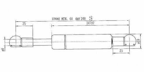 Pièces agricoles - Pièce divers - Vérin à gaz L250-350N Stabilus