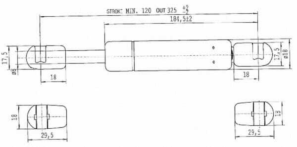 Pièces agricoles - Pièce divers - Vérin à gaz L325-200N Stabilus