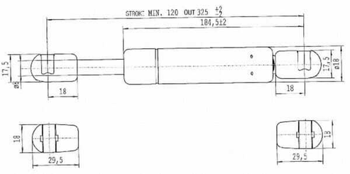 Pièces agricoles - Pièce divers - Vérin à gaz L325-200N Stabilus