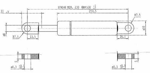 Pièces agricoles - Pièce divers - Vérin à gaz L500-400N Stabilus