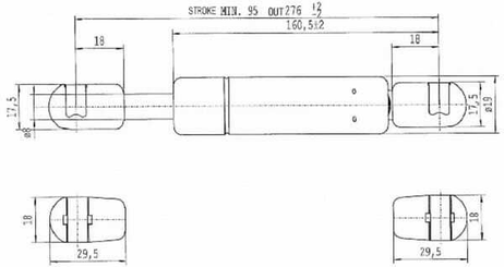 Pièces agricoles - Pièce divers - Vérin à gaz L276-200N Stabilus