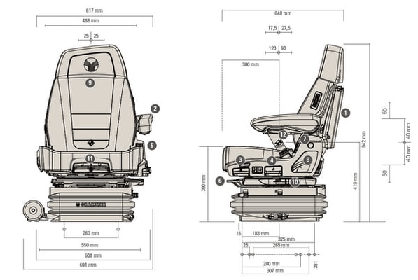 Pièces agricoles - Pièce divers - Siège Maximo XT Evolution Active, nouveau revêtement en tissu, Grammer