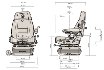 Pièces agricoles - Pièce divers - Siège Maximo XT Evolution Active, nouveau revêtement en tissu, Grammer