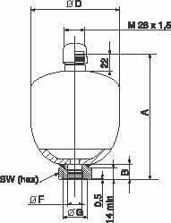 Pièces agricoles - Hydraulique - Réservoir à membrane 0,5 L