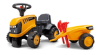 Porteur chantier JCB avec remorque, pelle et rateau