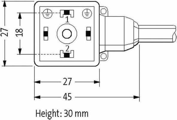 Pièces agricoles - Electricité - Fiche 18 mm, câble 10 m, PUR/PVC