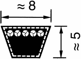 Pièces agricoles - Transmission - Courroie trapézoïdale 8x490 Optibelt