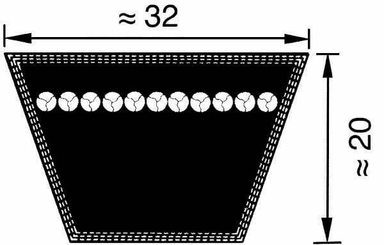 Pièces agricoles - Transmission - Courroie trapézoïdale D132 32x3350 Optibelt