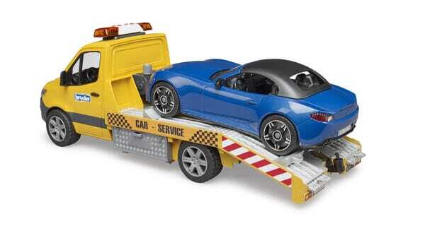 Loisirs - Jouets - Transporteur MB Sprinter avec Module son et lumière et Roadster BRUDER