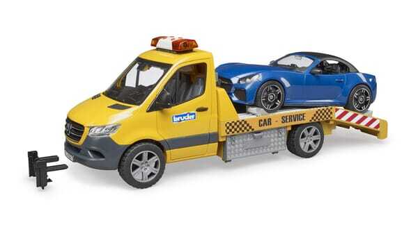 Loisirs - Jouets - Transporteur MB Sprinter avec Module son et lumière et Roadster BRUDER