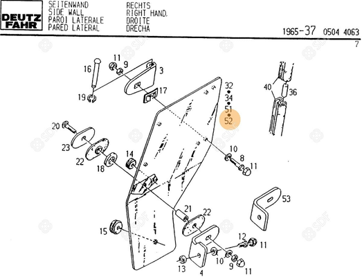 Pièces agricoles - Glaces et vitres - VITRE DE PORTE Deutz-Fahr origine