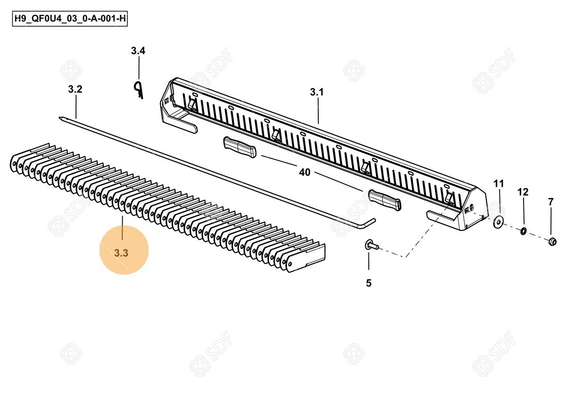 Pièces agricoles - Moissonneuses-batteuses - FIXED ROTOR KNIFE Deutz-Fahr origine