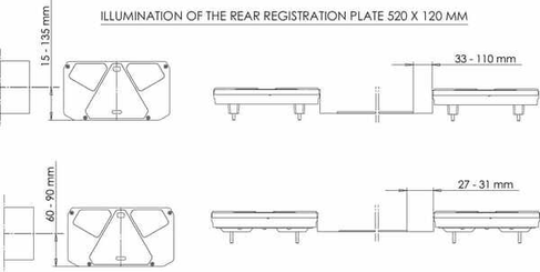 Pièces agricoles - Eclairage - Feu arrière LED rectangle gauche 12-24V, 242x134x36.5mm, Kramp
