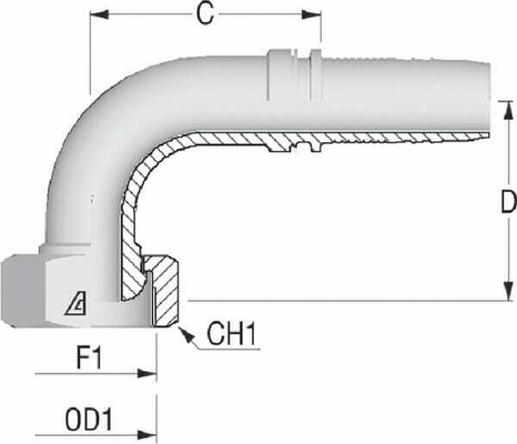 Pièces agricoles - Hydraulique - Raccord 90° DN8-M20x150