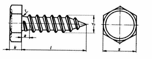 Pièces agricoles - Fasteners - Vis autoperforante, Ø 4,2x16 mm, hexagonal, acier inoxydable, DIN7976C