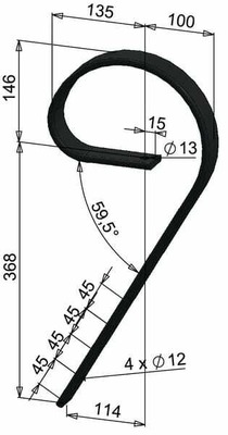 Pièces agricoles - Travail du sol - Dent à ressort 45x10x514mm sans pointe