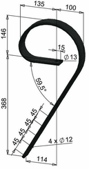 Pièces agricoles - Travail du sol - Dent à ressort 45x10x514mm sans pointe